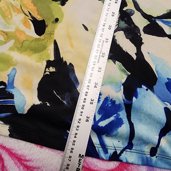 Shelby & Palmer Women's Dress Large Multicolor Abstract Floral Print Cap Sleeve - Picture 10 of 10